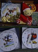 Emek Scania T-Cab Box Van in box together with a selection of Little Snoring Gift Clocks