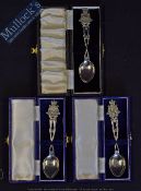 3x British South Africa Police Spoons - Crossed rifles with Force badge to top, all having silver