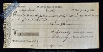 Exchequer Tally Receipt 1827 - Being for £13s made out to Edward Bates who was secretary to the
