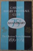 1951 Cardiff RFC v 1950 Lions Souvenir 75th Anniversary Brochure: Good clean issue of 40 pp with
