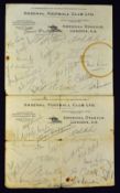 Late 1930’s Arsenal hand signed player autographs on official Arsenal letter headed paper,