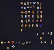 Collection of French club badges to include St. Etienne, Olympique Marseilles, Stade de Rheims,