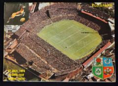 1974 British Lions v South Africa rugby programme - 4th Test played on 27th July at Ellis Park