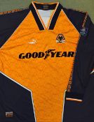 1996-1998 Wolverhampton Wanderers Home Football Shirt a long sleeve shirt with No.11 to the reverse,
