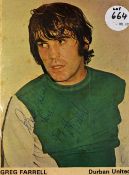 Greg Farrell ‘Durban United’ Signed Print inscribed ‘Best Wishes Greg Farrell’ in ink to the