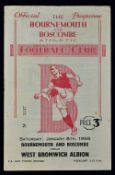 1954/1955 Bournemouth & Boscombe v West Bromwich Albion, FA Cup 3rd round football programme.