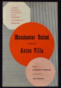 1957 Charity Shield football programme Manchester Utd v Aston Villa 22 October 1957 at Old Trafford.