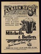 1943/1944 War League West Bromwich Albion v Leicester City football programme 16 October 1943.