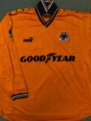 1998-2000 Wolverhampton Wanderers Allan Nielsen Match Issue Home Football Shirt a long sleeve
