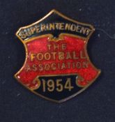 1954 Football Association superintendents stewards official metal badge - scarce issue.