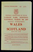 1956/57 Wales V Scotland Amateur International Football Programme dated 9 Mar at Latham Park,