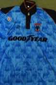 1992-93 Wolverhampton Wanderers Away Football Shirt in blue with short sleeves, having No. 14 to the