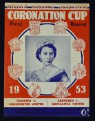 1953 Coronation Cup football programme Rangers v Manchester Utd + Aberdeen v Newcastle Utd joint