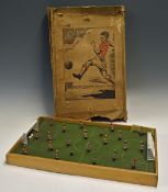 Interesting Wooden Football Game with spring attached footballers (one broken) on wooden base,