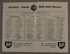 1974 British Lions Rugby Tour to S Africa Test Programme: Very good clean issue with single pocket