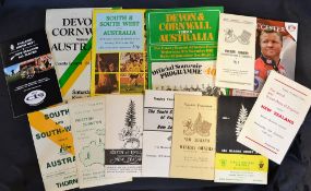 Collection of various Western Counties and South West Counties vs Overseas Rugby tourists programmes