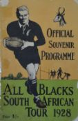 Scarce 1928 NZ All Blacks Tour to S Africa Souvenir Booklet: Colourful cover on this A5 52 pp SA