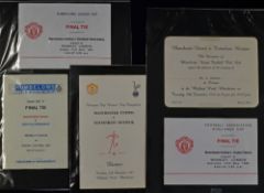 1963/64 Manchester Utd v Tottenham Hotspur European Cup Winners Cup dinner menu 10 December 1963