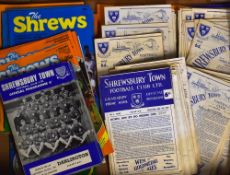 Collection of Shrewsbury Town home football programmes from 1960/61 varied fixtures including
