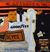 Selection of Wolverhampton Wanderers Football Memorabilia to include Wolves Banner, 1988 Sherpa