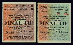 1956 FA Cup Final match tickets Manchester City v Birmingham City (2) Good.