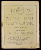 1945 HQ AF Camp Football League Charity Cup Final Souvenir Programme Royal Navy v M.A.C.A.F date
