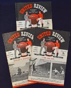 1950/1951 Manchester Utd home FA Cup football programmes v Leeds Utd, Oldham Athletic and