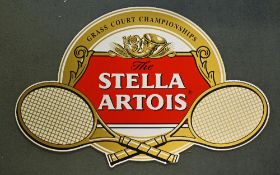 The Stella Artois Grass Court Tennis Championship Advertising Sign in gold, red and white, measuring