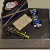 Motor Racing - The Scottish Connection Signed Jim Clark and Jacky Stewart cutting with Quartzo