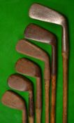 6x guttie golf ball period irons – 3x rut irons one with circular stamp mark – Royal Crown mashie