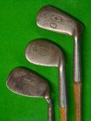3x Anti-Shank Irons including a Fairlie’s Patent lofter by D & W Auchterlonie of St Andrews, a