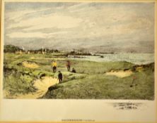 Smart, John RSA (after) ‘Machrihanish 1st Hole out’ colour golf print from the engraving by Aikman