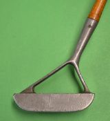 Otto Hackbarth Patent Forked joint alloy putter with long central lead inlaid insert to the sole -