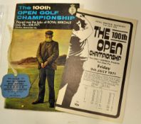 1971 Official 100th Open Golf Championship Programme and ticket - played at Royal Birkdale and won