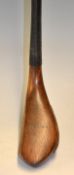 J Morris rare left hand dark stained beech wood spoon with slight hooked face c.1885 – some minor