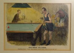 Interesting Billiard Prints and Postcard to include ‘Heat-Wave Billiards – Fastidious Guest – “I