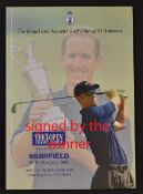 2002 Official Open Golf Championship signed programme: played at Muirfield signed by the winner