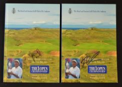 2x 1997 Official Open Golf Championship signed programmes: played at Royal Troon signed by the