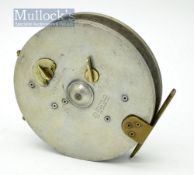 Hardy Bros The Conquest alloy centre pin reel – 4.25” dia with reversible nickel line guide, on/