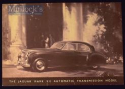 1952-54 The Jaguar Mark VII Sales Brochure Jaguars First Automatic car, single sheet, illustrated in