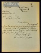 Australia 1925 – George Hurd Autograph Letter to Alan Raffin apologising for the delay in