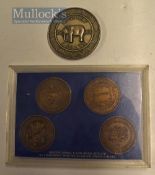 Selection Railway Medallions - Set of 4x Bronze History of Railways medallions in display case