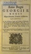 1731-1732 Acts of Parliament – 33 Acts complete in one volume each with separate title page with