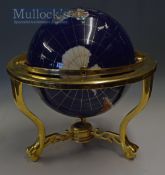 Blue Lapis Ocean Table Top Gemstone World Globe with Brass Stand 19inch high and diameter on 3