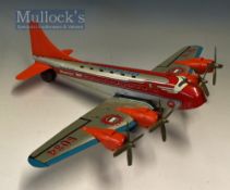 Marx Toys Tinplate Friction Driven Stratoliner 700 Skycruiser Toy Plane marked Strato Air Lines,