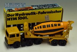 Gescha Mercedes Benz Liebherr HTM 1001 Cement Mixer 3050 Diecast Model in black and yellow, with