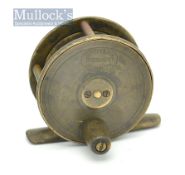 Jeffery & Son Plymouth small brass trout fly reel – 2 1/8” dia – with makers border oval logo to