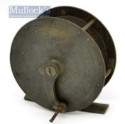 Hearder Plymouth 4” brass crank wind salmon fly reel – with makers name stamped on the face plate,
