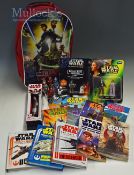 Selection of Star Wars related items to include figures, light saber, books, travel bag