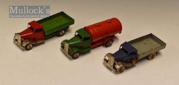 Triang Minic Clockwork Tinplate Selection to include 2x Delivery Van and one Fuel Tanker, all